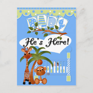 Il est ici C'est un garçon Cartes d'arrivée et Car