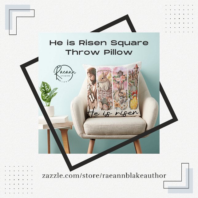 Il est Ressuscité Coussin de Lancer Carré (Créateur téléchargé)