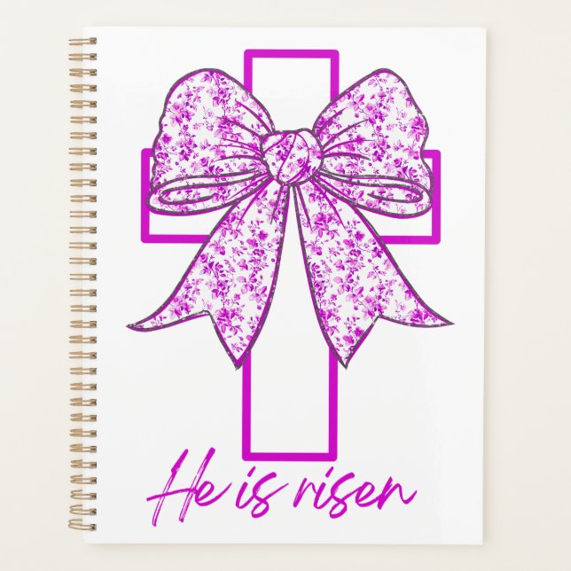 Il Est Ressuscité Cross Pâques Floral Coquette Bow (Devant)