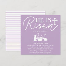Il est ressuscité Lavande Brume Invitation de Pâqu