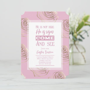 Il Est Ressuscité Pink Paster Invitation Card