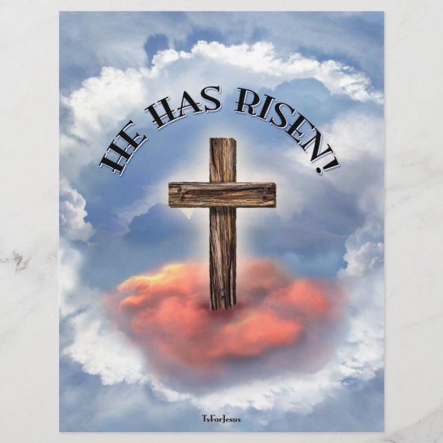 Il Est Ressuscité Rugged Cross Avec Nuages (Devant)