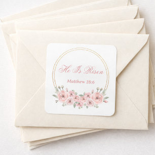 Il Est Ressuscité Stickers Floral Or Rose Pâques