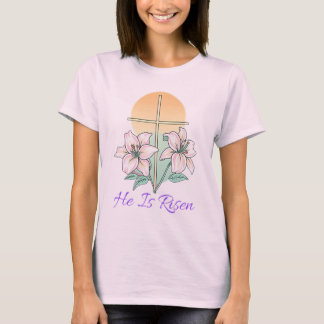 Il Est Ressuscité T-Shirt Christian Pâques Croix L
