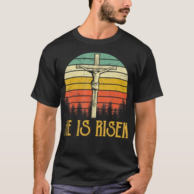 Il Est Ressuscité Tshirt Pâques Jésus Mens Femmes  (Devant)