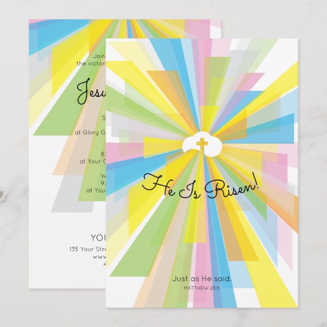 Il Est Risqué Service Pâques Invitations (Devant / Derrière)