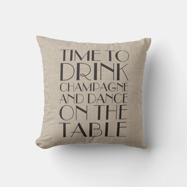 Il est temps de boire du champagne Burlap Coussin  (Recto)