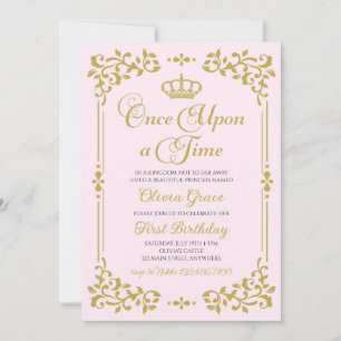 Il était une fois Gold Princess Invitation anniver