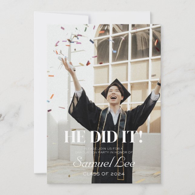 IL L'A FAIT DIPLÔMÉE FÊTE INVITATION (Devant)