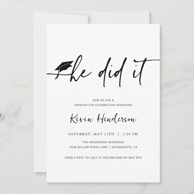 Il L'A Fait Graduation Invitation (Devant)