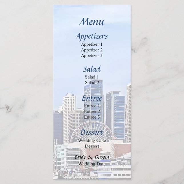 IL - Lac Michigan Près de Navy Pier Menu Mariage (Devant)