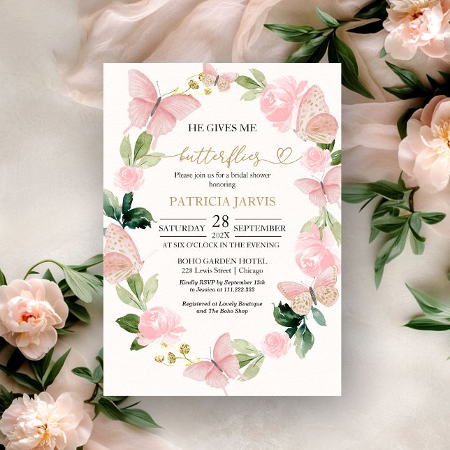 Il Me Donne Des Papillons Invitation à une Fête de (Créateur téléchargé)