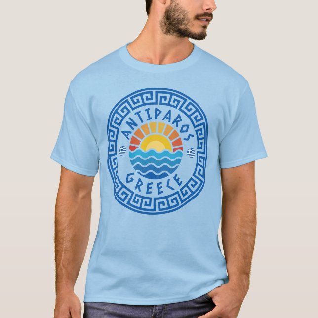 Île d'Antiparos, Grèce - T-shirt bleu clair pour h (Devant)