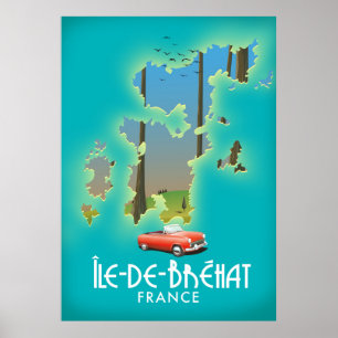 Île-de-Bréhat, affiche de voyage de style vintage 