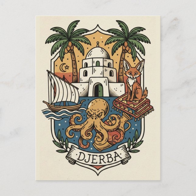Île de Djerba Tunisie Carte postale de voyage (Devant)