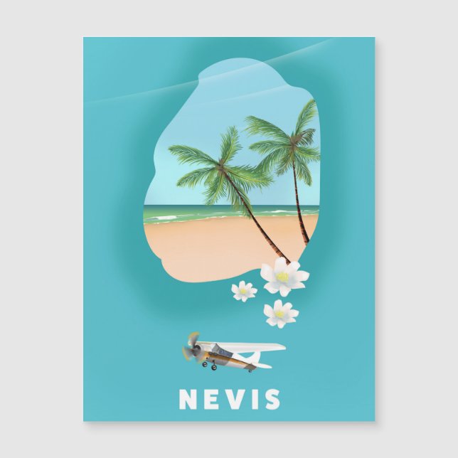 Île des Caraïbes Nevis Carte illustrée. (Devant)