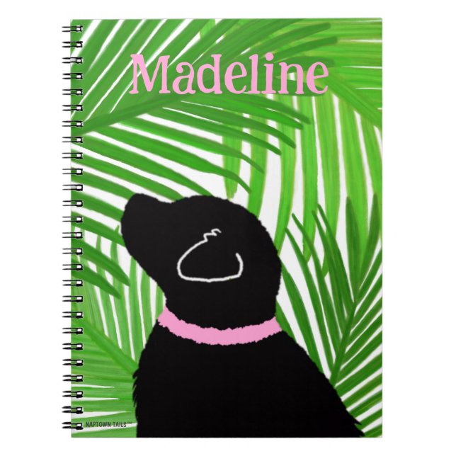 Île du palmier vert Cahier Chien Noir  (Devant)