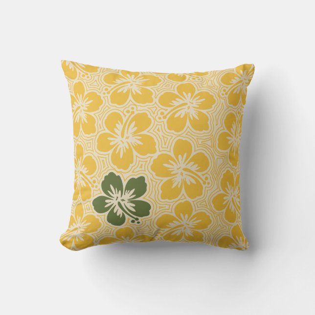 Ile Hibiscus Hawaïen Coussin Carré réversible (Recto)