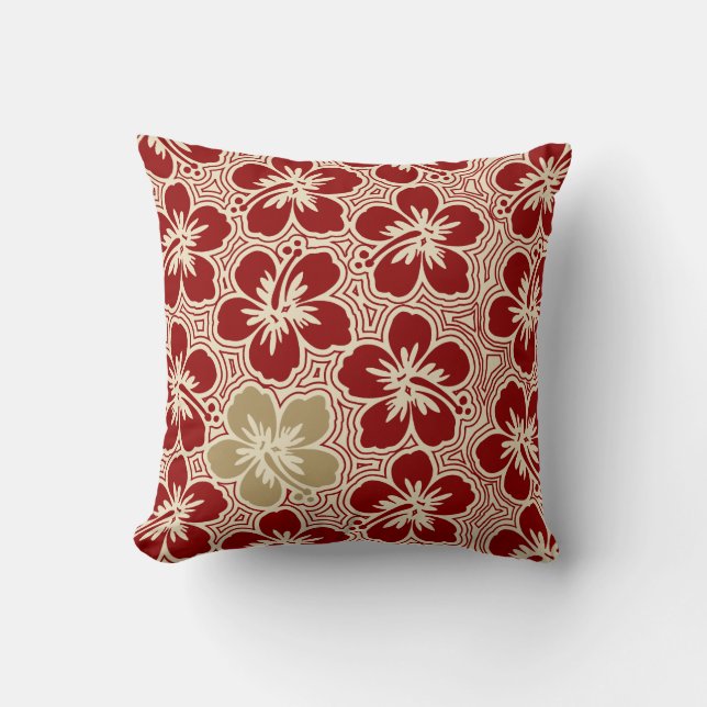 Île Hibiscus Hawaïen Coussin Carré réversible (Recto)