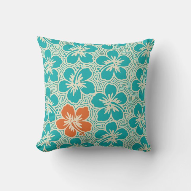 Ile Hibiscus Hawaïen Coussin Carré réversible (Recto)
