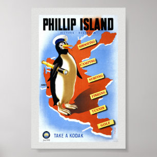Île Phillip Victoria Australie Affiche Vintage