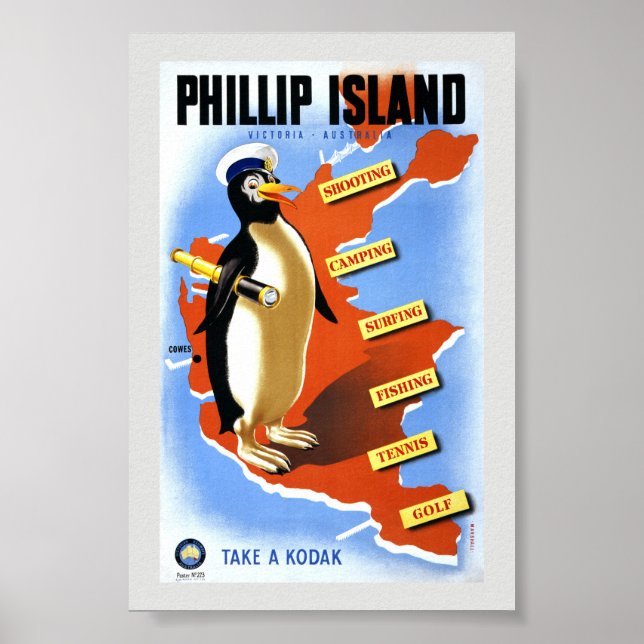 Île Phillip Victoria Australie Affiche Vintage (Devant)