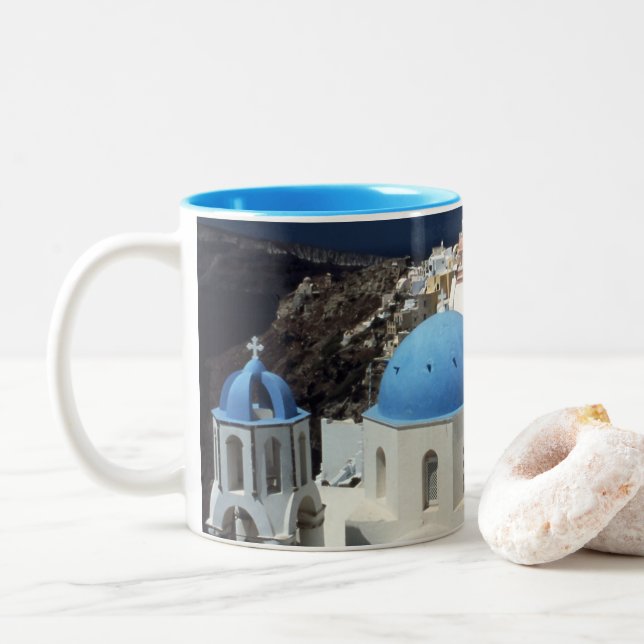 Île Santorin Grèce Mug (Avec donut)