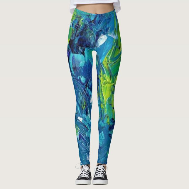 Ile tropicale Mer Bleu Vert YOGA Pantalons Legging (Devant)