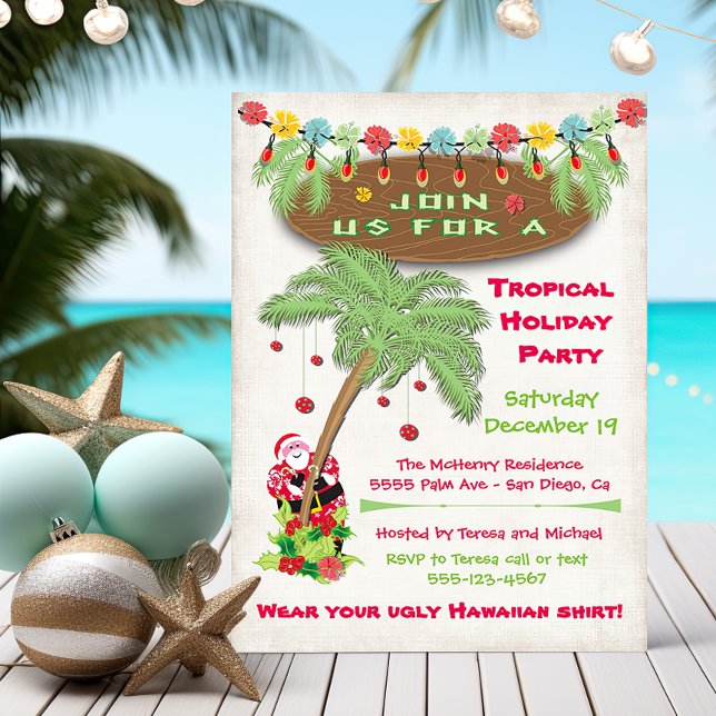 Ile tropicale Noël Fête Invitation (Créateur téléchargé)