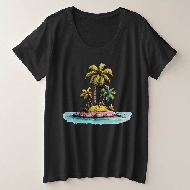 Ile tropicale Vibes Palm Tree T-Shirt graphique (Design devant)