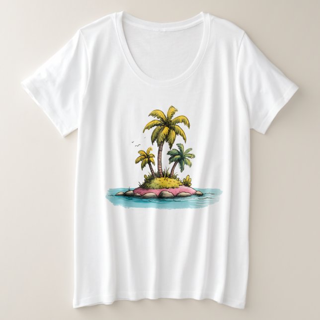 Ile tropicale Vibes Palm Tree T-Shirt graphique (Design devant)