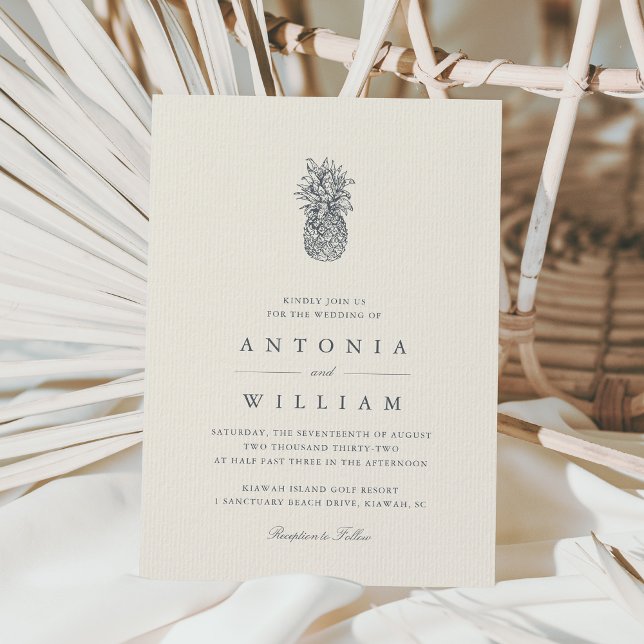 Île Vintage Faire-part de mariage d'ananas (Créateur téléchargé)