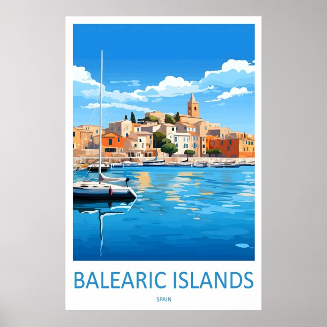 Îles Baléares Affiche de voyage vintage Ski (Devant)