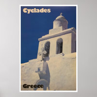 Îles Cyclades Art Affiche de voyage grecque Grèce