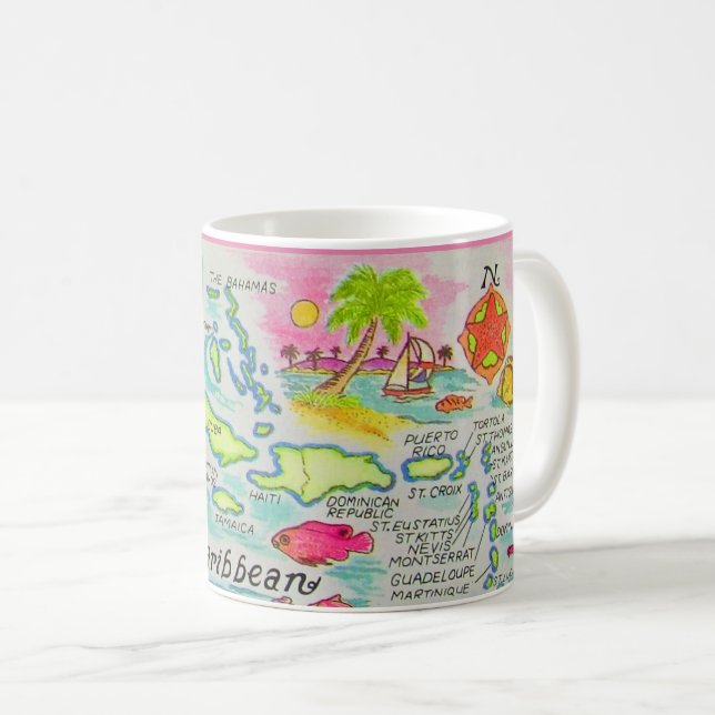 Îles des Caraïbes colorées Mug illustré (Devant droit)