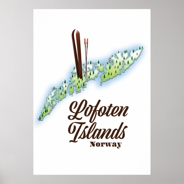Îles Lofoten, Norvège affiche de ski. (Devant)