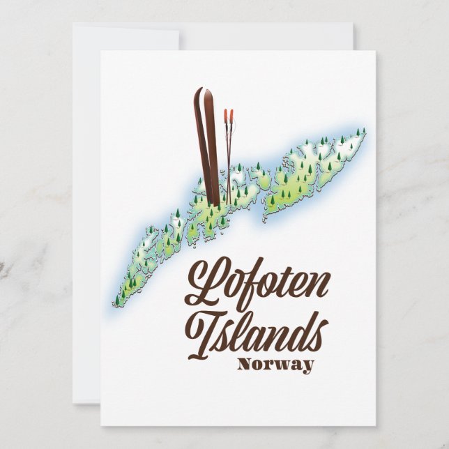 Îles Lofoten, Norvège affiche de ski. (Devant)