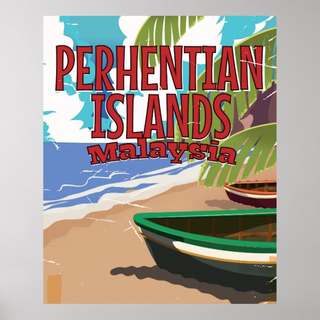 Îles Perhentian Malaisie affiche de voyage vintage (Devant)