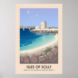 Îles Scilly Cornouailles AONB Affiche de voyage