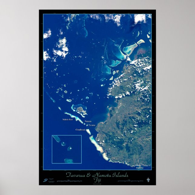 Îles Tavarua & Namotu, Fidji affiche satellite (Devant)