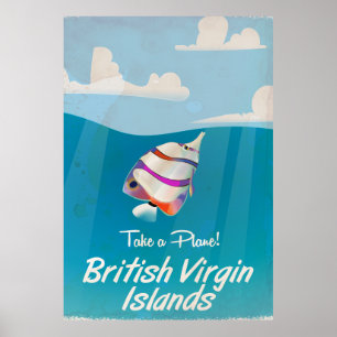 Îles Vierges britanniques Affiche de vacances vint