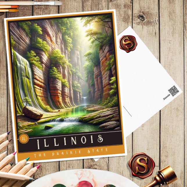 Illinois | Carte postale État hyper-réaliste (Créateur téléchargé)