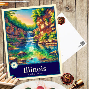 Illinois Carte postale ombrée de style anime