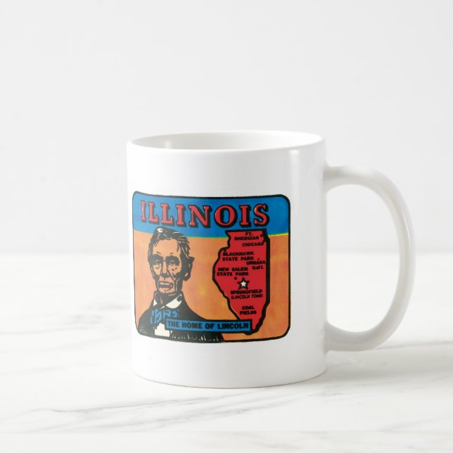 Illinois IL Vintage Étiquette d'Etat Mug (Droite)