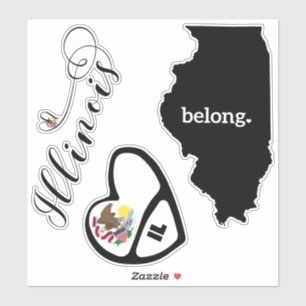 Illinois Love, 3 Designs, Stickers Die Cut