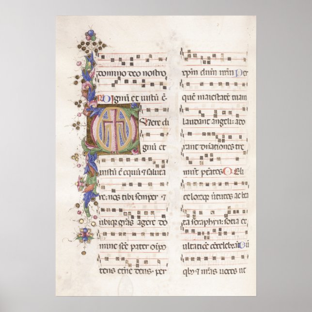 Illuminated Manuscript of Medieval Music | Poster (Devant)