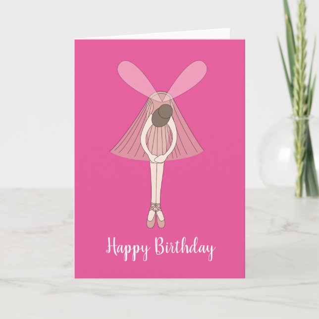 illusima Ballerina Fairy Pink Carte d'anniversaire (Devant)