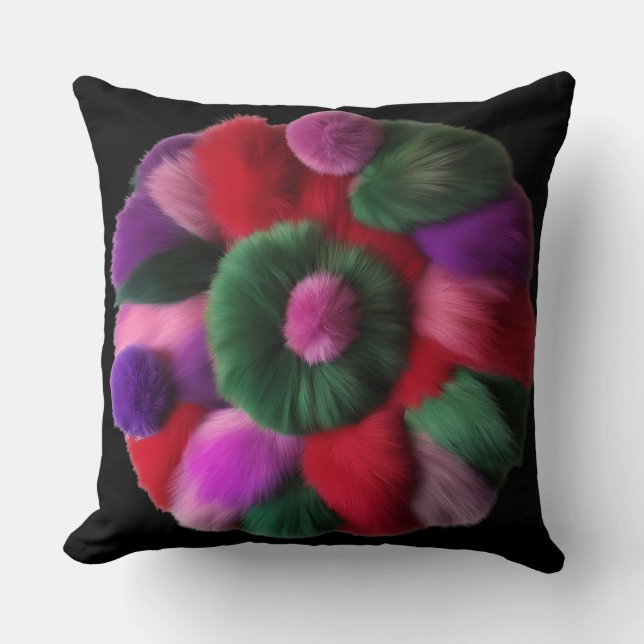Illusion Coussin unique sur noir 20" (Recto)
