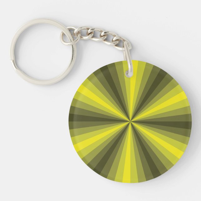 Illusion d'optique porte-clés en acrylique jaune (Devant)