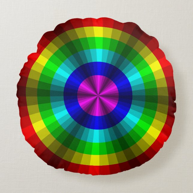 Illusion optique Coussin arc-en-ciel rond (Devant)